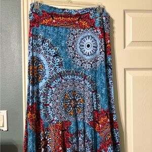 Vibrant Blue and Red High-Low Skirt